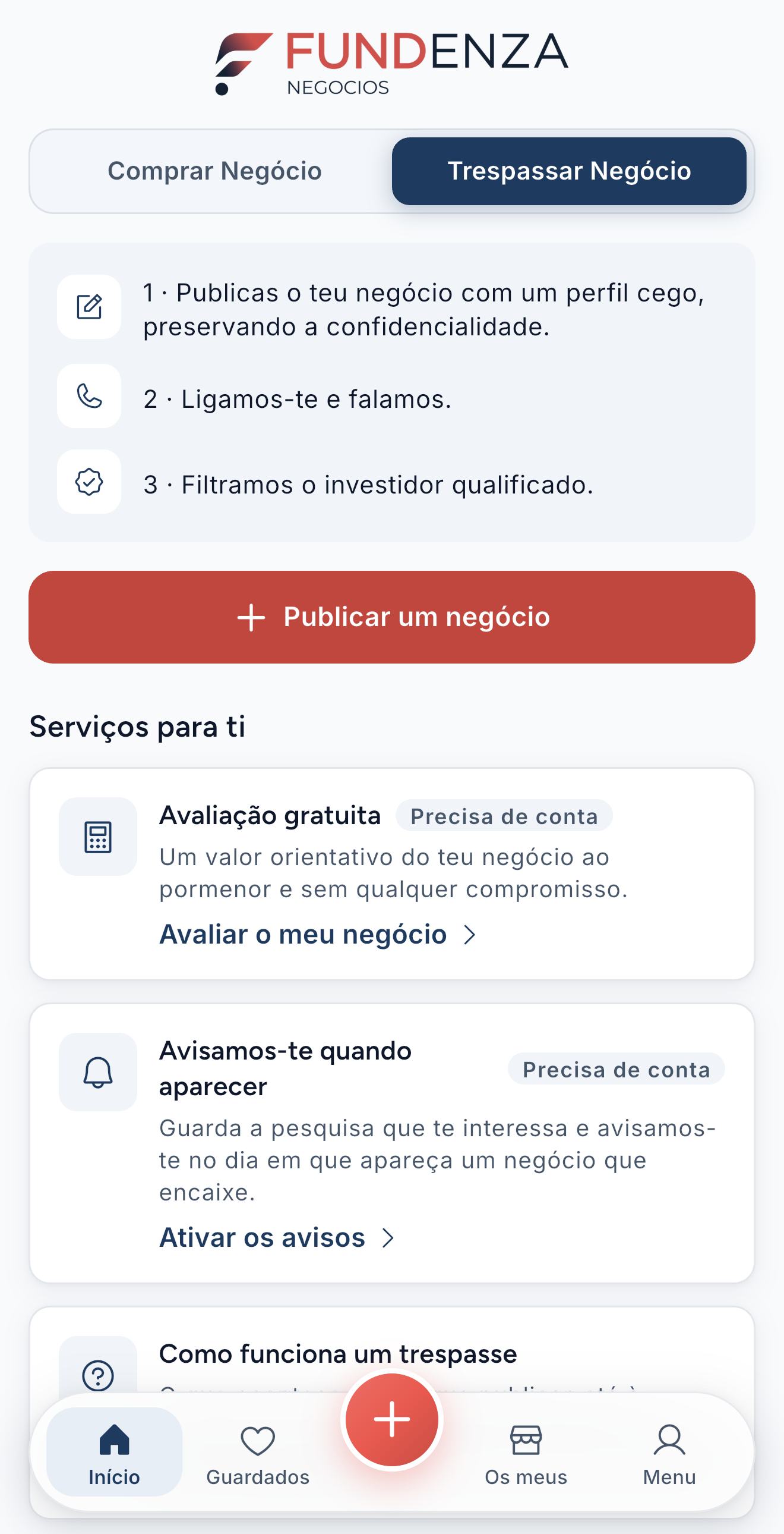 Início para vender: os três passos