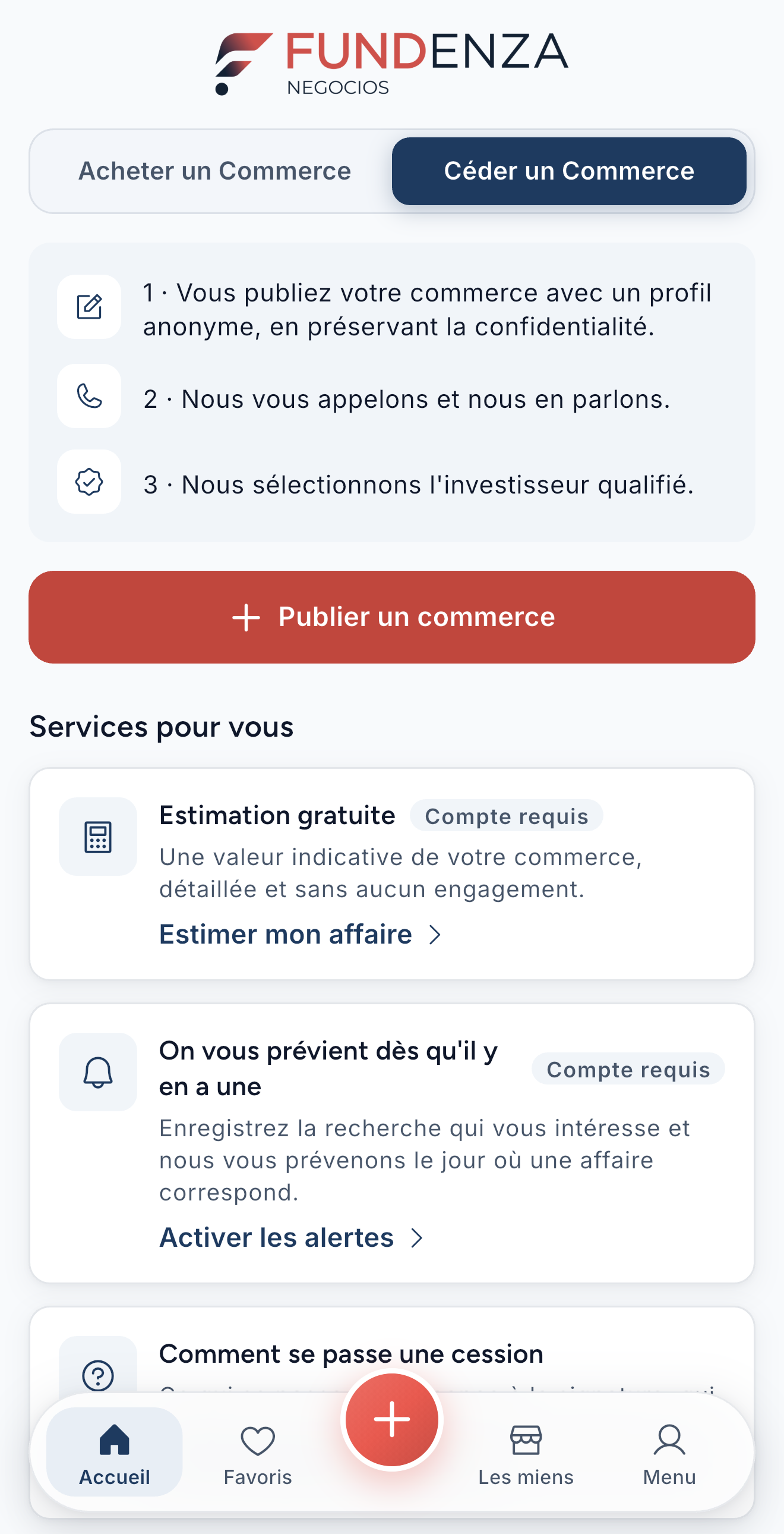 Accueil pour vendre : les trois étapes